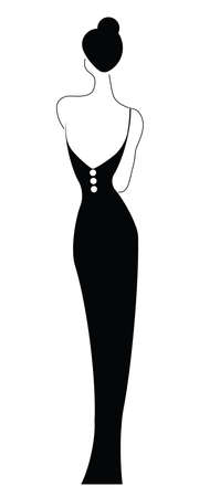 Woman wearing black dress isolated on white backgroundのイラスト素材