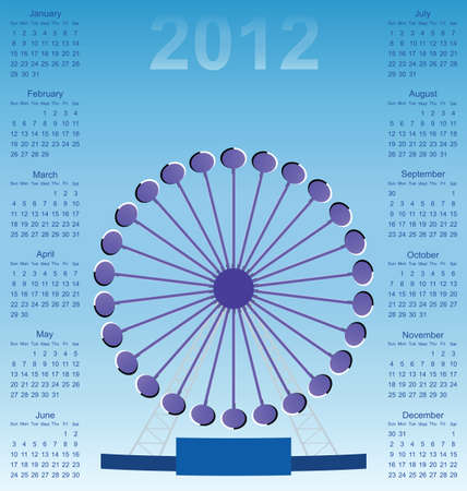 2012 calendar Optical illusion Ferris wheel with perceived clockwise rotation のイラスト素材