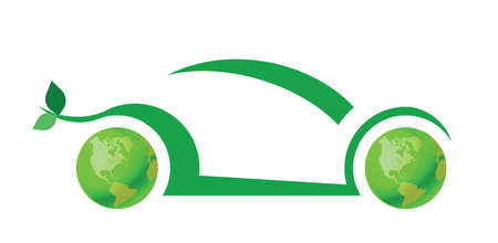 Green car concept isolated on white backgroundのイラスト素材