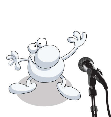 Man giving interview isolated on white backgroundのイラスト素材