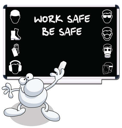 Construction health and safety message on blackboardのイラスト素材