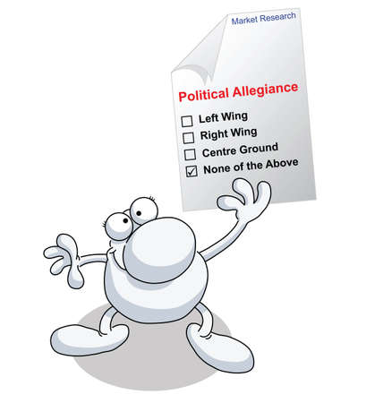Man holding market research political allegiance questionのイラスト素材