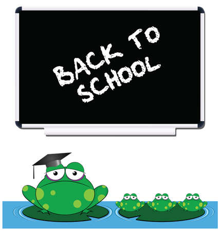 Frog teacher and pupils back to schoolのイラスト素材