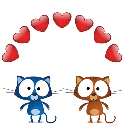 Cat valentine lovers isolated on white backgroundのイラスト素材