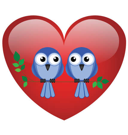 Two valentine lovebirds sat on a branchのイラスト素材