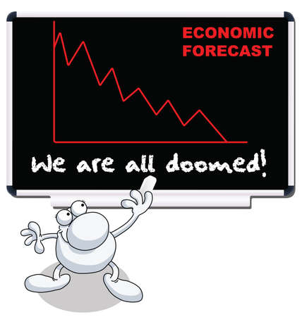Man with we are all doomed economic forecastのイラスト素材