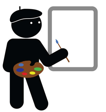 Artist with blank canvas for own text or graphicsのイラスト素材
