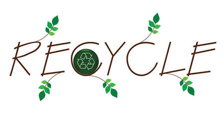 Recycle twig text and sign isolated on white backgroundのイラスト素材