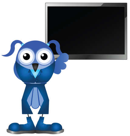 Comical businesswoman giving presentation copy space for own text or graphicsのイラスト素材