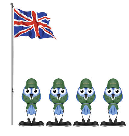 UK soldiers on parade ground isolated on white backgroundのイラスト素材