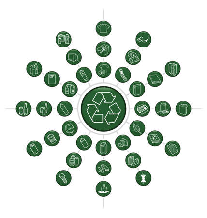 Recyclable materials icon set isolated on white backgroundのイラスト素材
