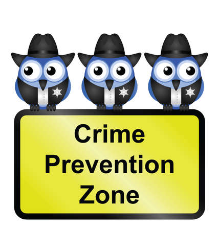Comical USA crime prevention zone sign isolated on white backgroundのイラスト素材