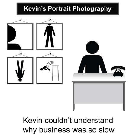 Kevin the portrait photographer and slow business cartoon isolated on white background のイラスト素材