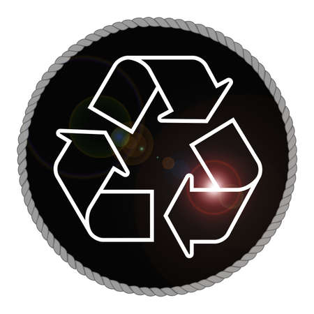 Monochrome Recycle with lens flare isolated on white backgroundの写真素材