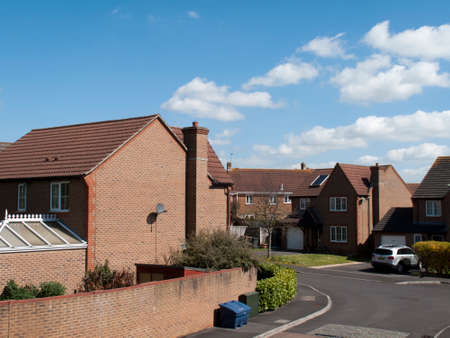 Typical road and housing on an estate in the United Kingdomのeditorial素材