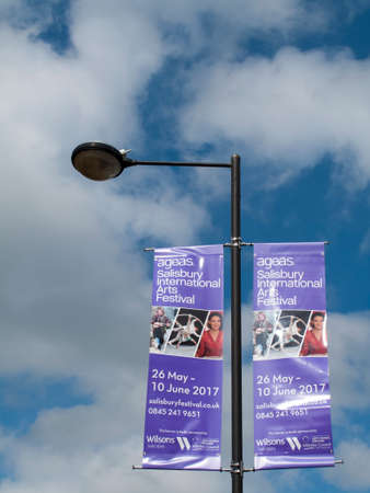 Banners advertising Ageas Salisbury International Arts Festival, held between 26 May and 10 June 2017のeditorial素材