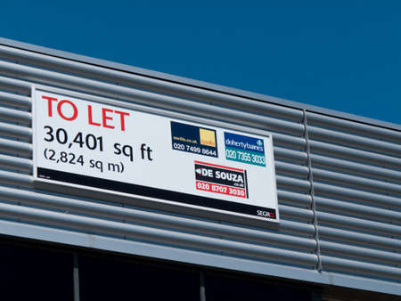 Estate agents industrial warehouse and office units to let signのeditorial素材
