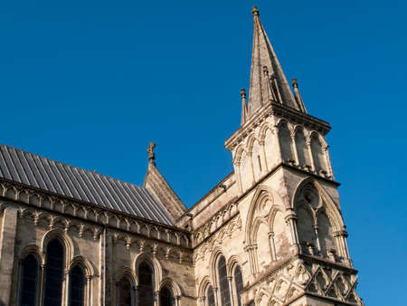 Salisbury Anglican medieval gothic Cathedral, formally known as the Cathedral Church of the Blessed Virgin Mary, built 1220 to 1258のeditorial素材
