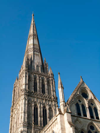 Salisbury Anglican medieval gothic Cathedral, formally known as the Cathedral Church of the Blessed Virgin Mary, built 1220 to 1258のeditorial素材