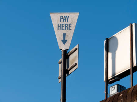 Pay here sign for pay and display public carparkのeditorial素材
