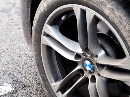 BMW, Bayerische Motoren Werke AG, alloy wheel on M series sports vehicle, German based car manufacturer founded in 1916のeditorial素材