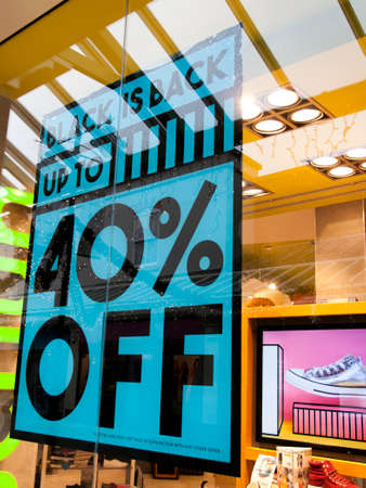 Salisbury, Wiltshire, England - November 24, 2017: Black Friday signs in high street stores...