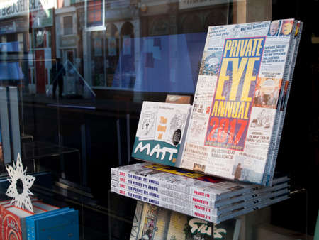 Waterstones window display promoting various book titles, company founded by Tim Waterstone in 1982のeditorial素材