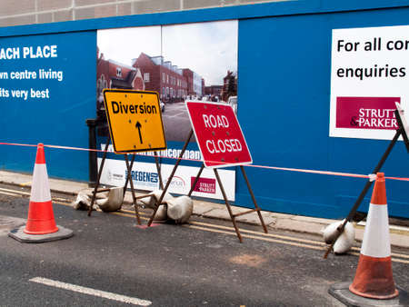 Peach place redevelopment construction site in town centre, new residential apartments, retail units and restaurantsのeditorial素材