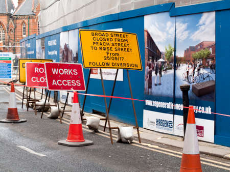 Peach place redevelopment construction site in town centre, new residential apartments, retail units and restaurantsのeditorial素材