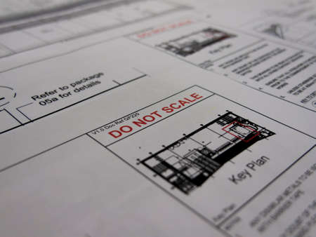 Do not scale instruction note on construction industry engineering drawing, shallow depth of fieldのeditorial素材
