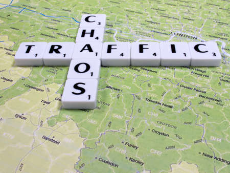 representation of traffic chaos in London resulting in delays and congestionのeditorial素材
