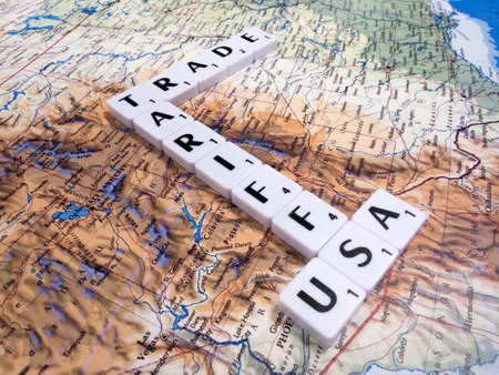 representation of trade tariffs imposed by the United States of America on steel and aluminium importsのeditorial素材