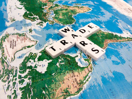 representation of world trade war initiated by United States of America import tariffs on steel and...