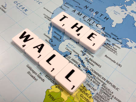 representation of The Wall between the United States of America and Mexico international border to stem illegal immigration across the borderのeditorial素材