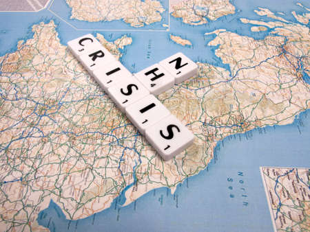 representation of the funding and staffing crisis effecting the National Health Service on United Kingdom map backgroundのeditorial素材