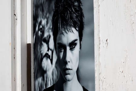 TAG Heuer watches advertisement on jewelers door, manufacturing company founded in 1860 by Edouard Heuer in Switzerlandのeditorial素材