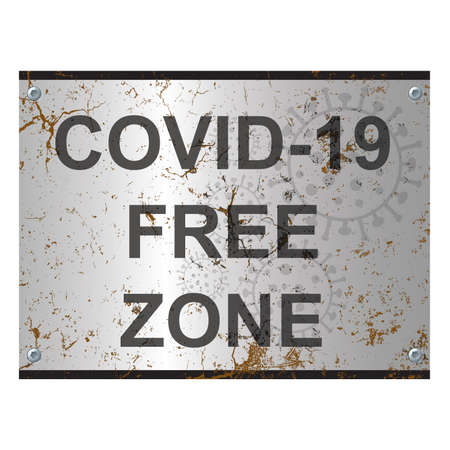 Virus free zone sign relating to worldwide pandemic isolated on white backgroundの写真素材