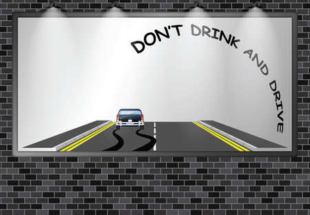Illuminated advertising billboard with do not drink drive public information road safety awareness campaign with copy space for own text and graphicsの写真素材