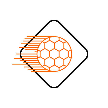 Football ball in the air line icon.のイラスト素材