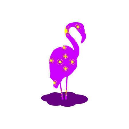 Pink flamingos silhouette vector illustration. Silhouette of a brown bear against a wall of brick vector.のイラスト素材