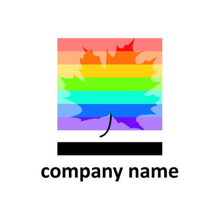 Maple leaf on rainbow colored background. Vector illustrationのイラスト素材