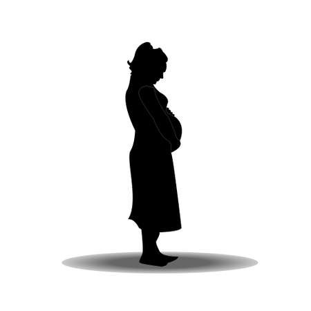 Silhouette of a pregnant woman in clothes. Vector illustrationのイラスト素材