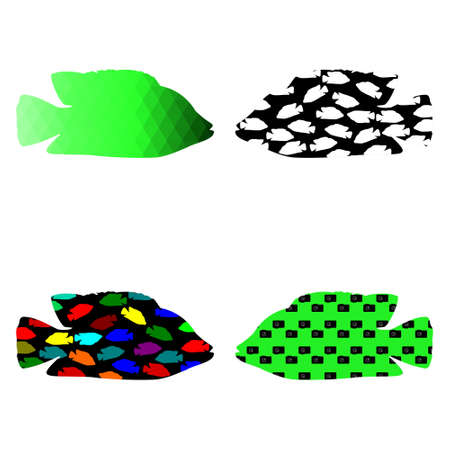 Silhouette of fish. Four pieces. Vector illustration