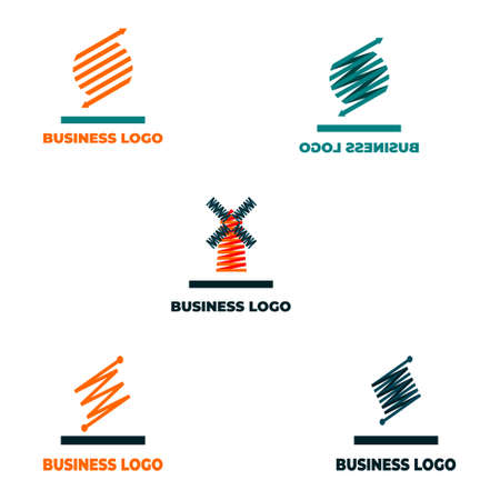A set of abstract logos from five pieces. Vector illustrationのイラスト素材