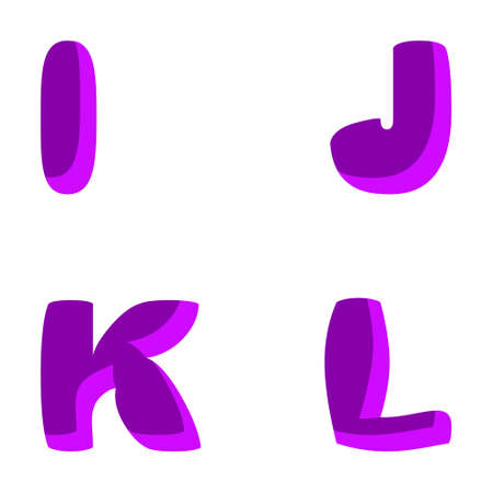 Funny decorative letters I, J, K, L purple Vector illustrationのイラスト素材
