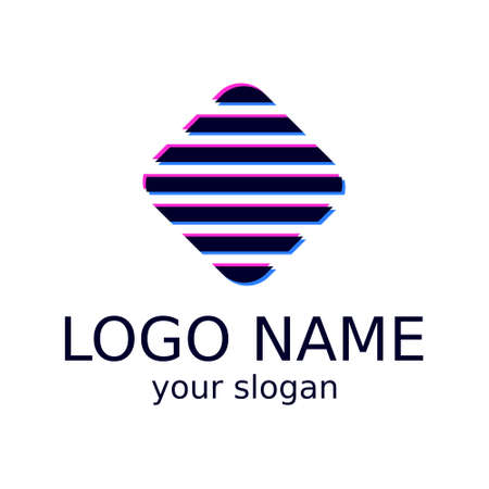 Square with rounded corners. Simple glytch design logo. Vectorのイラスト素材