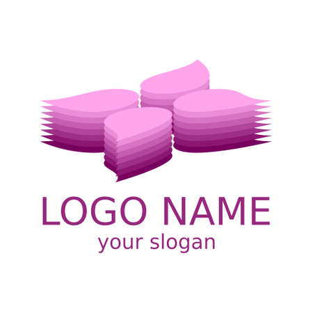 Isometric logo. An abstract flower of a violet colour of different shades. Vector illustrationのイラスト素材