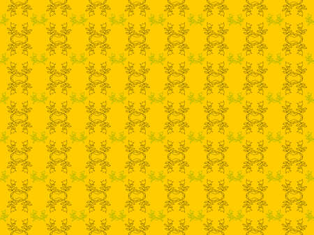 Seamless pattern. Linear abstract flower on a yellow background. Vector illustrationのイラスト素材
