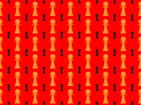 Seamless pattern. Chess pawns on the red background. Vector illustrationのイラスト素材