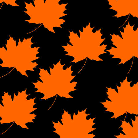 Maple leaves of orange on a black background. Vector illustrationのイラスト素材